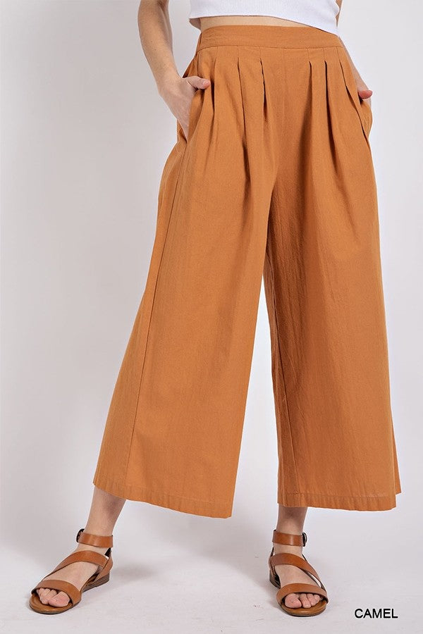 Cropped Wide Leg Pants - Camel | Cornell's Country Store