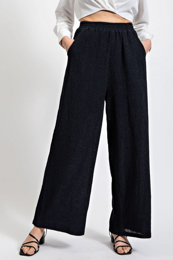 Textured Crinkle Wide Leg Pants | Cornell's Country Store