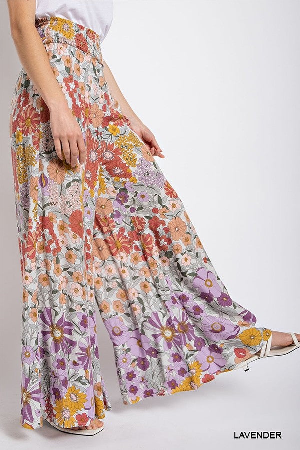 Lavender Floral Wide Leg Pants | Cornell's Country Store