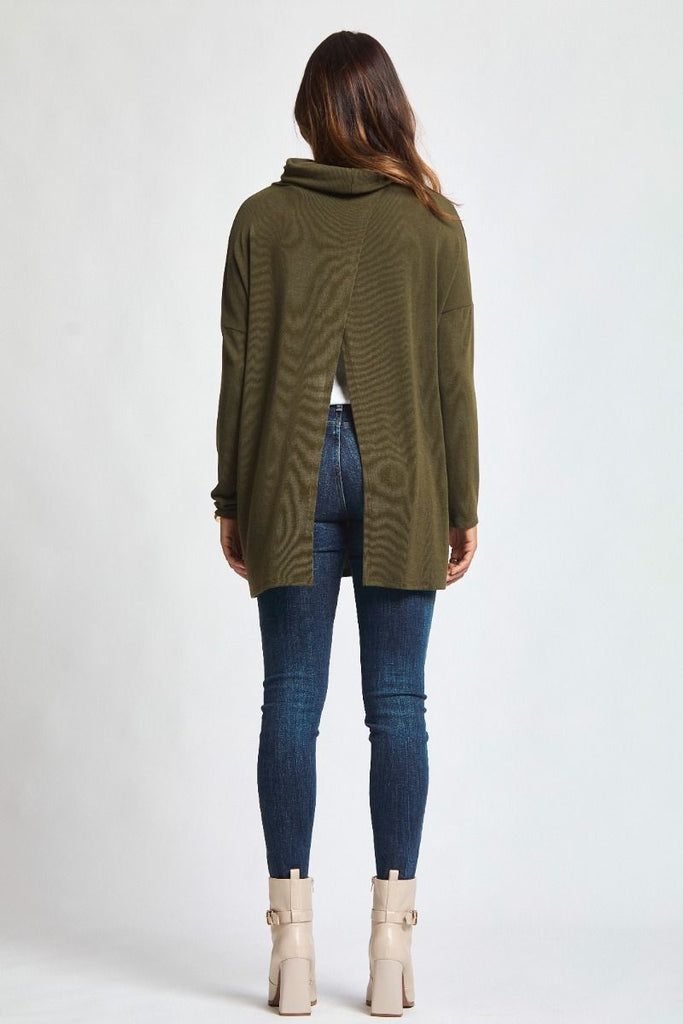 Dear Scarlett Destination Top in olive featuring soft stretch knit,