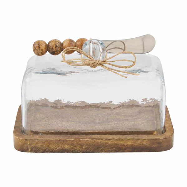 Mud Pie Beaded Glass Butter Dish | Cornell's Country Store
