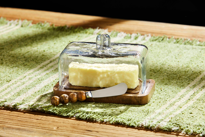 Mud Pie Beaded Glass Butter Dish | Cornell's Country Store