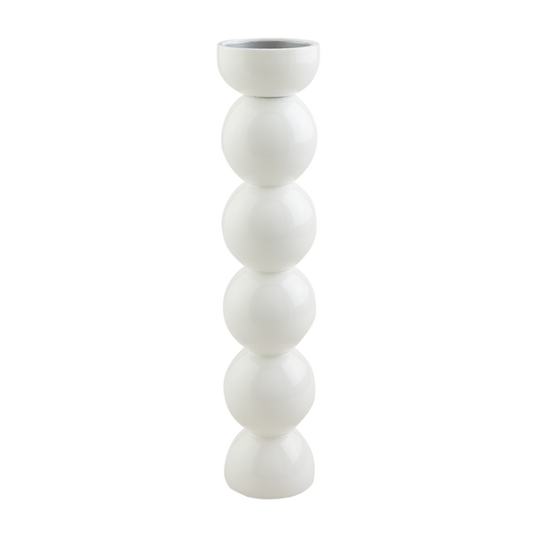 Mud Pie White Lacquer Candlestick - Large | Cornell's Country Store