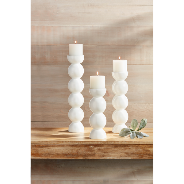 Mud Pie White Lacquer Candlestick - Small | Cornell's Country Store