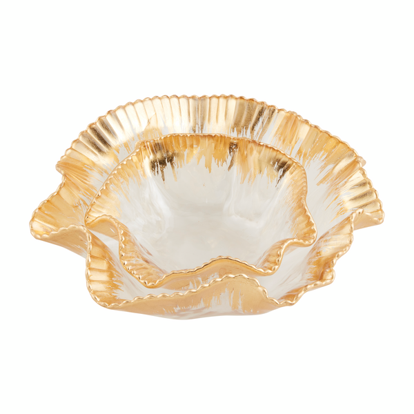 Mud Pie Gold Edge Ruffle Bowl Set | Cornell's Country Store