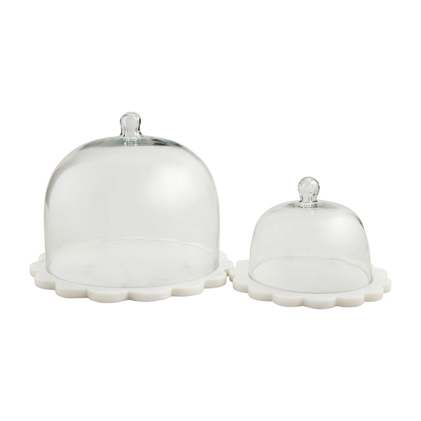 Mud Pie Scalloped Marble Cloche Set | Cornell's Country Store 