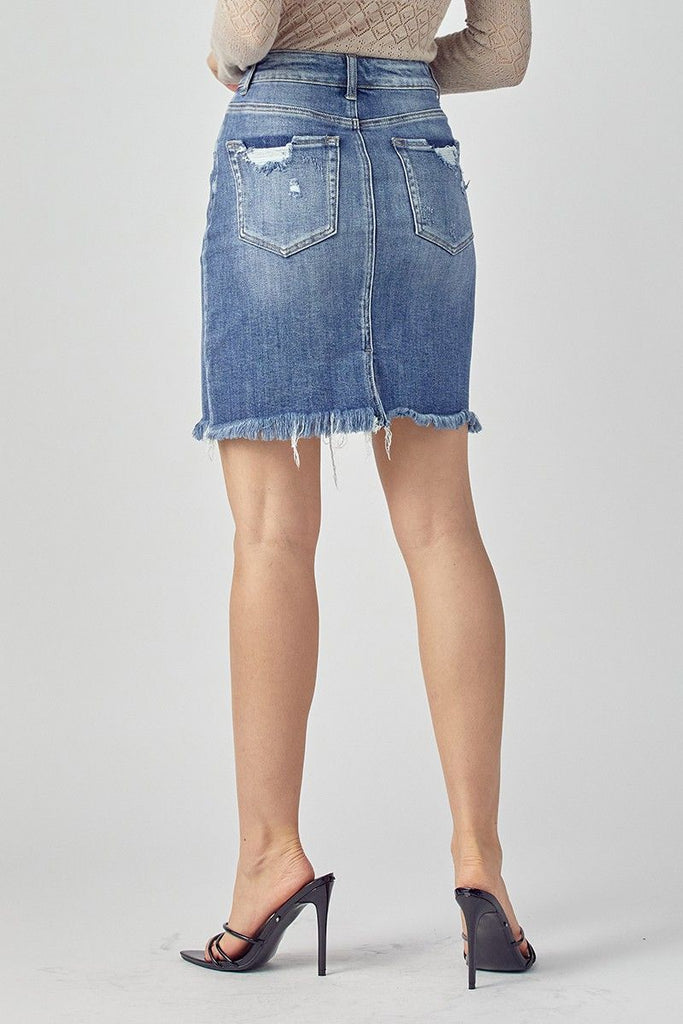 High Rise Mid Length Denim Skirt | Cornell's Country Store