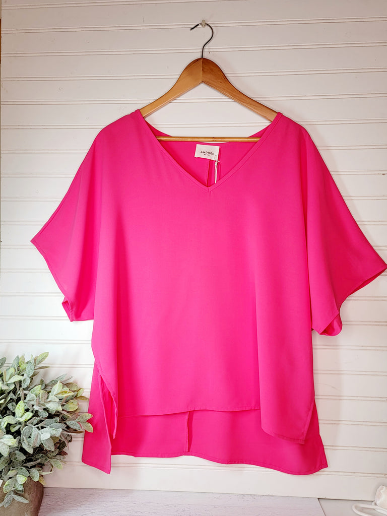 Hot Pink V Neck Top | Cornell's Country Store