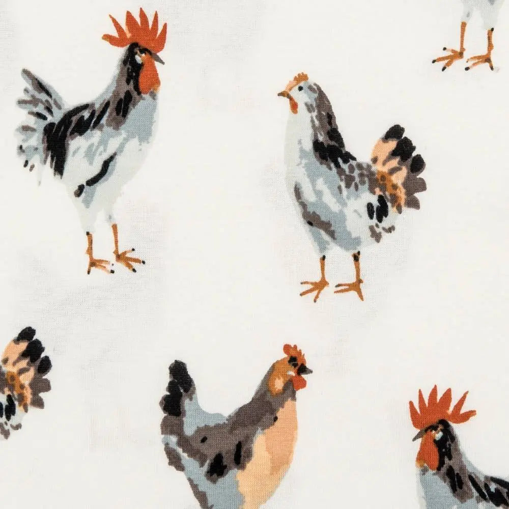 Milkbarn Chicken Print Organic Kerchief Bib | Cornell's Country Store