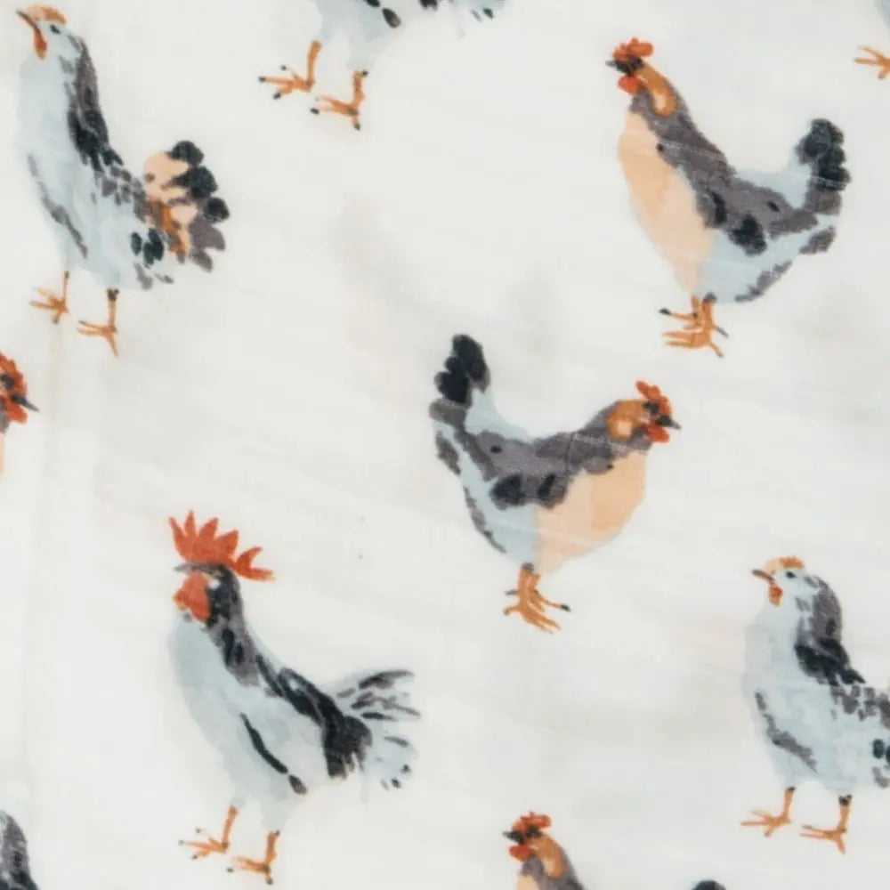 Milkbarn Chicken Print Cotton Muslin Swaddle | Cornell's Country Store