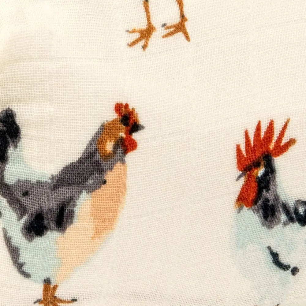 Milkbarn Chicken Print Muslin Crib Sheet | Cornell's Country Store