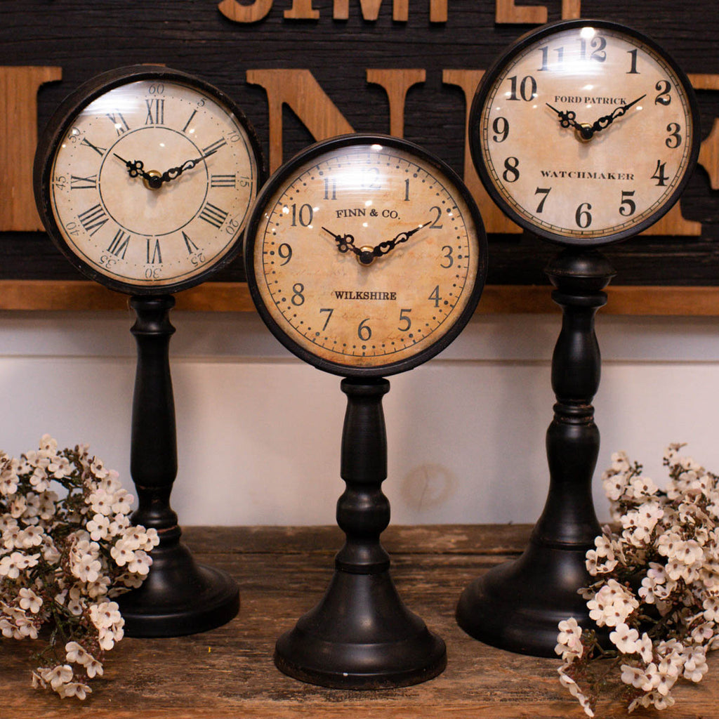 12" Finn & Co. Pedestal Clock | Cornell's Country Store