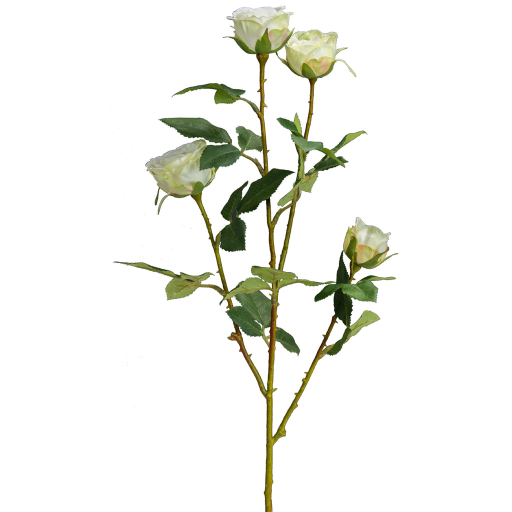 24" Rose Spray - White w/ Green Cornell's Country Store