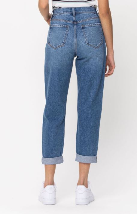 High Rise Double Rolled Cuff Mom Jeans | Cornell's Country Store