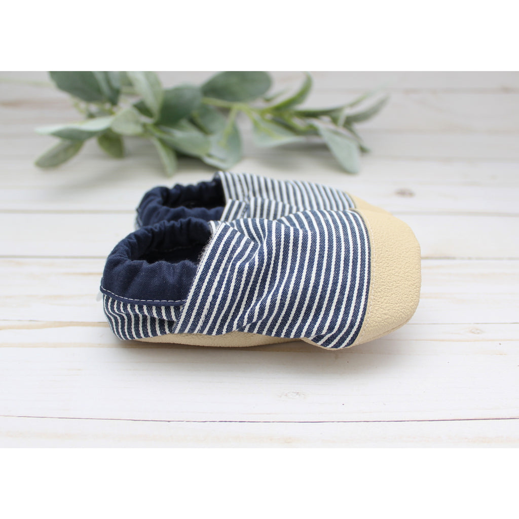 Scooter Booties Railroad Stripes Baby Shoes | Cornell's Country Store