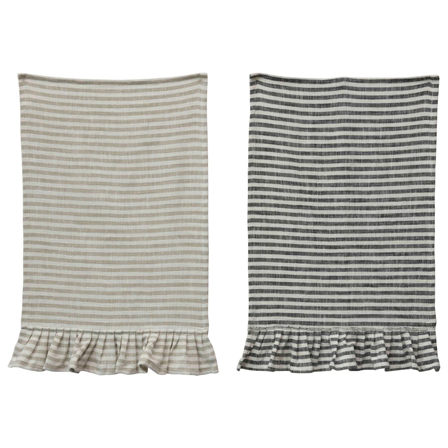Cotton Striped Kitchen Towel W/Ruffle | Cornell's Country Store