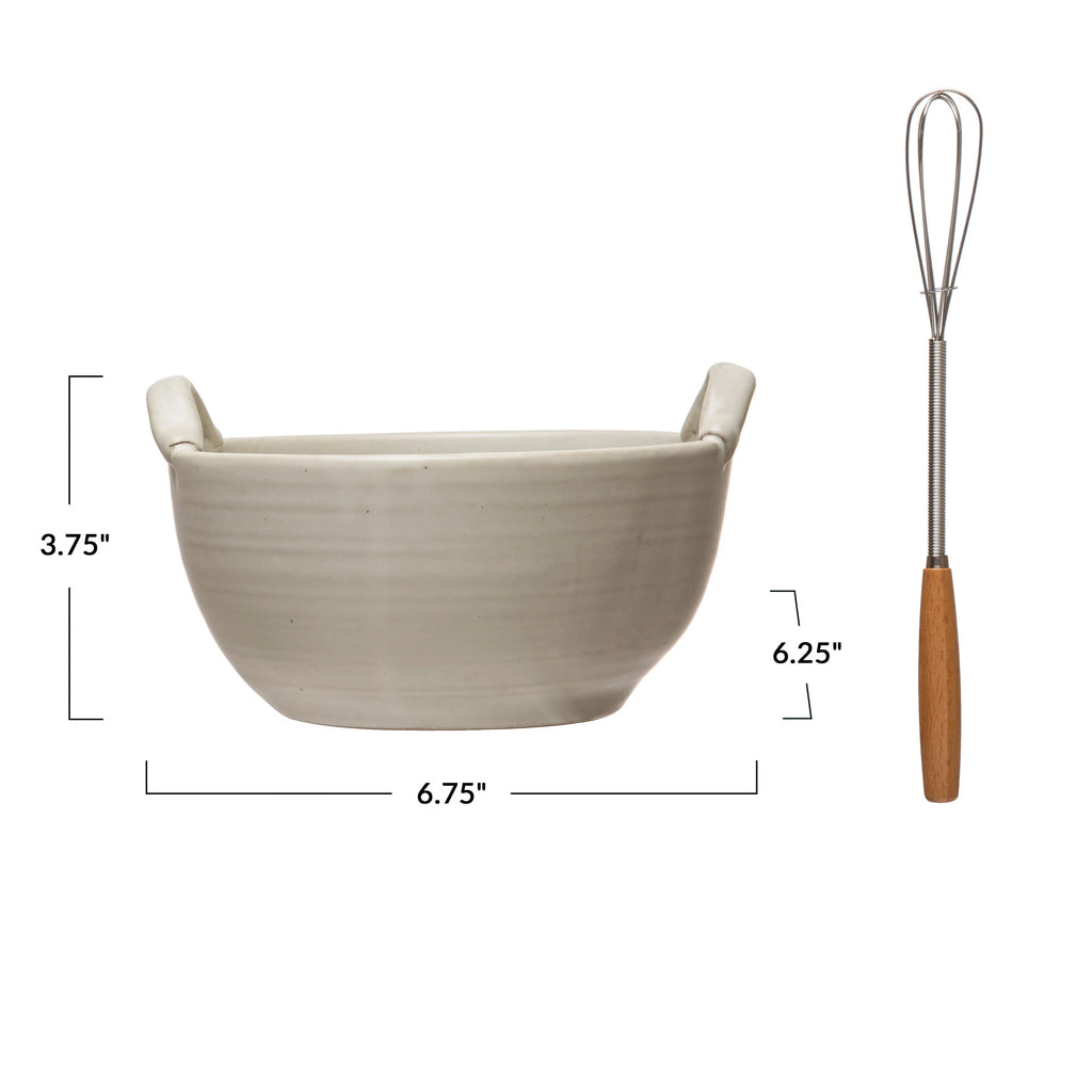 Stoneware Batter Bowl and Whisk Set | Cornell's Country Store