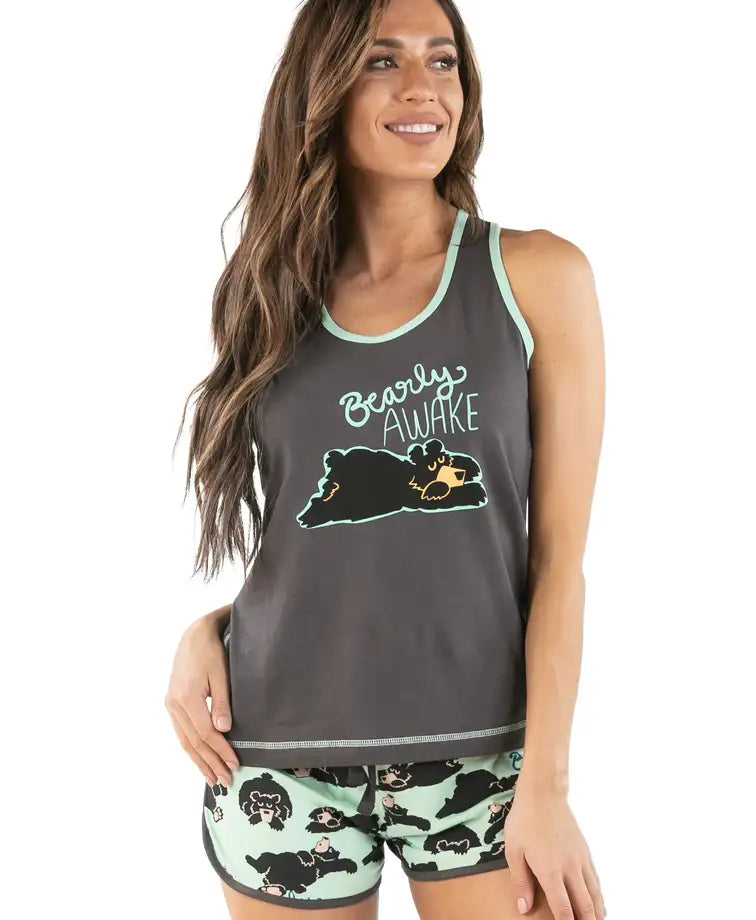 Lazy One Bearly Awake Tank and Shorts Set | Cornell's Country Store