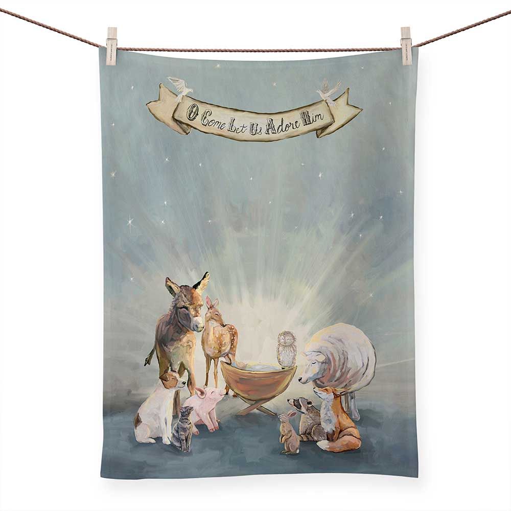 GreenBox Art Let Us Adore Him Tea Towel | Cornell's Country Store