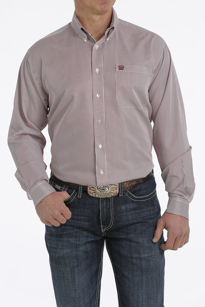 Cinch Men's Tencel Micro Stripe Button Down Western Shirt 