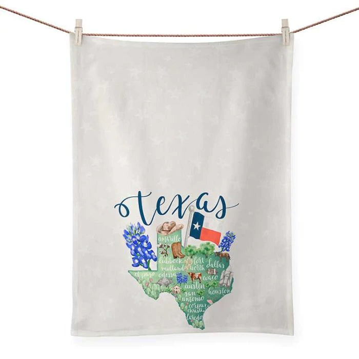 Texas State Map Tea Towel | Cornell's Country Store