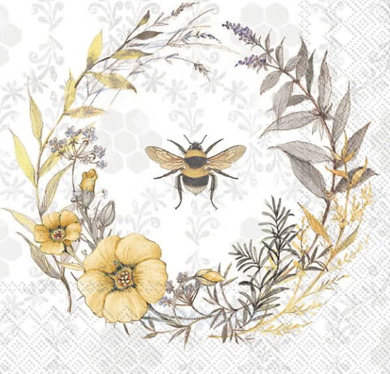 Paper Cocktail Bee Napkins - Bee Wildflower | Cornell's Country Store